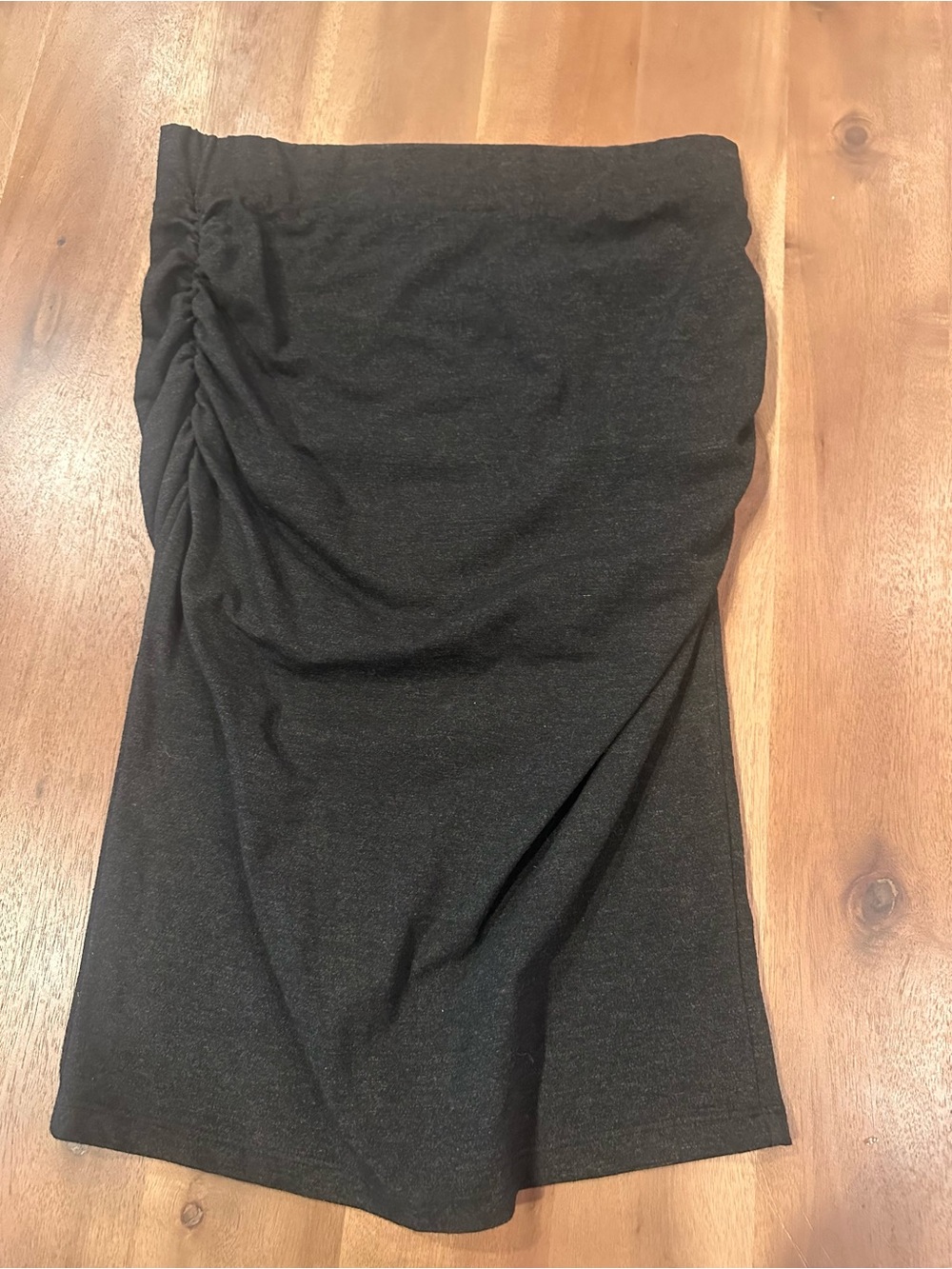 Monrow Black Side-Ruched Pencil Skirt